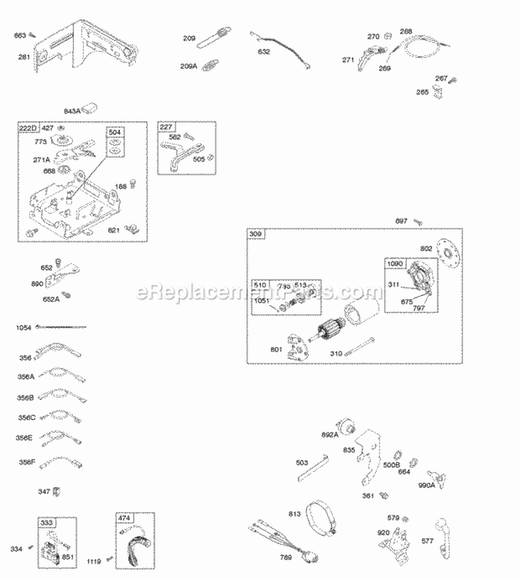 Controls Electric Starter Governor Spring Ignition Diagram and Parts List for 12S112-0120-F8  Briggs and Stratton Engine